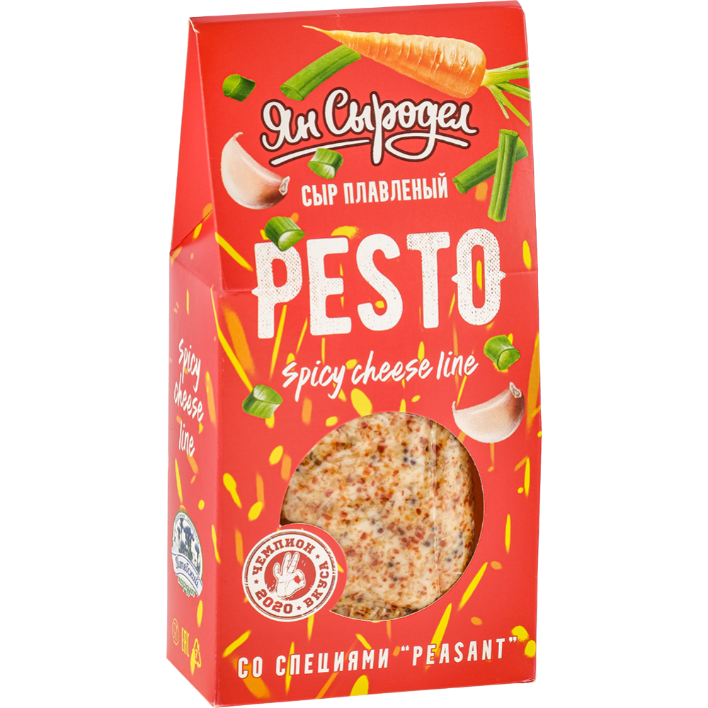 Сыр плавленый «Pesto» со специями Peasant, 30%, 1 кг (фасовка 0.2 - 0.25 кг)