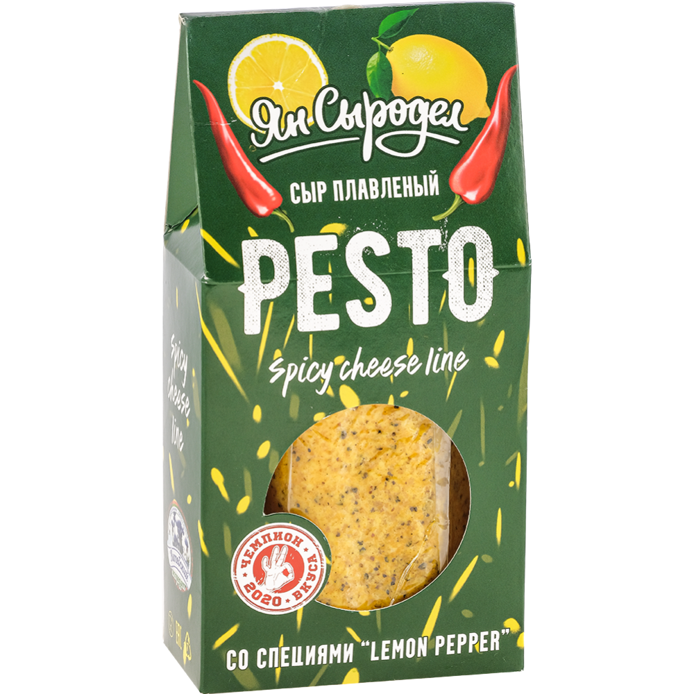 Сыр плавленый «Pesto» со специями Lemon pepper, 30%, 1 кг (фасовка 0.15 - 0.2 кг)